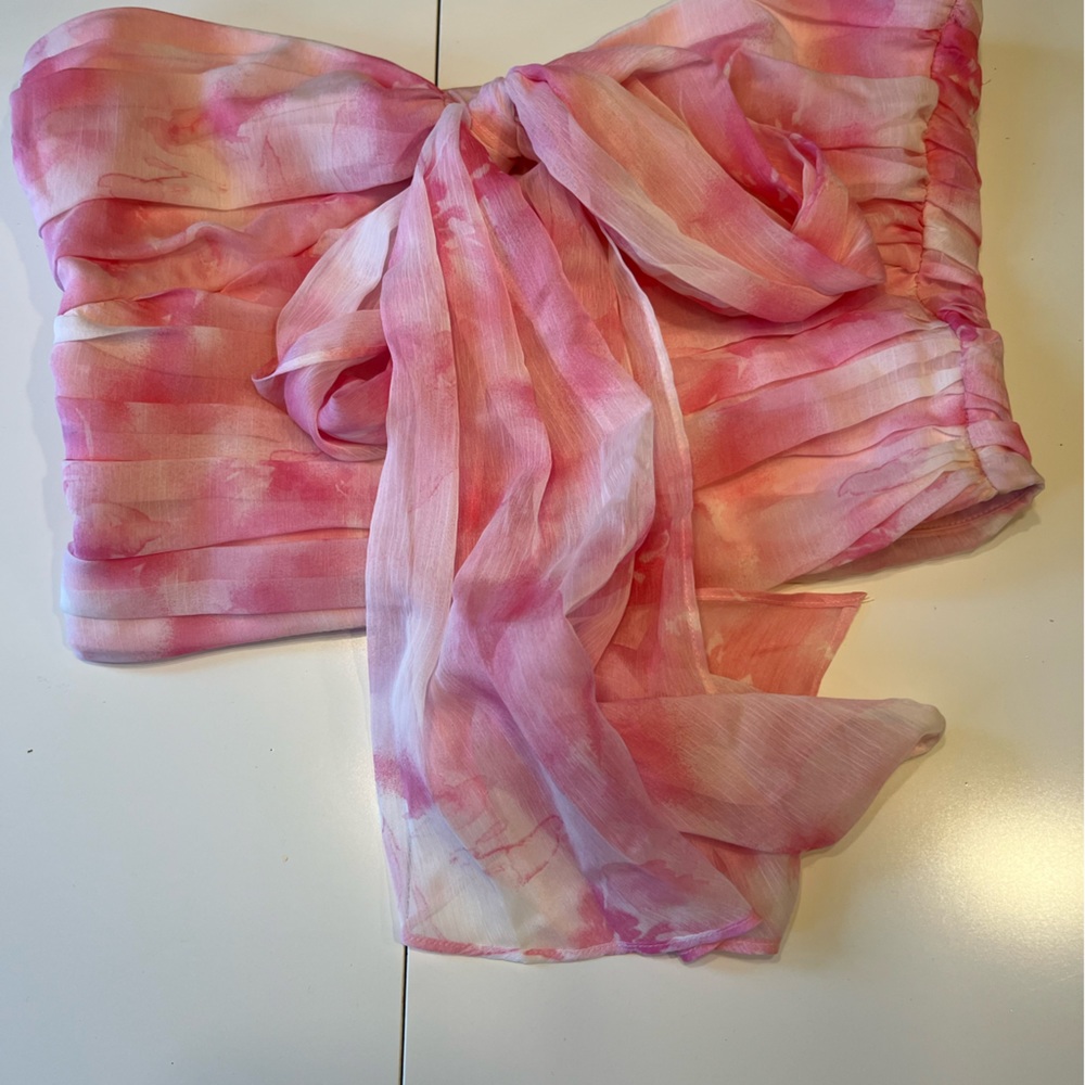 AQUA Pink Bandeau Crop Top Large